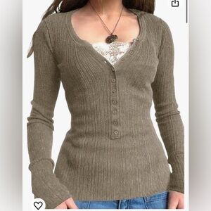 Emmiol Grey Button Up Long Sleeve Top